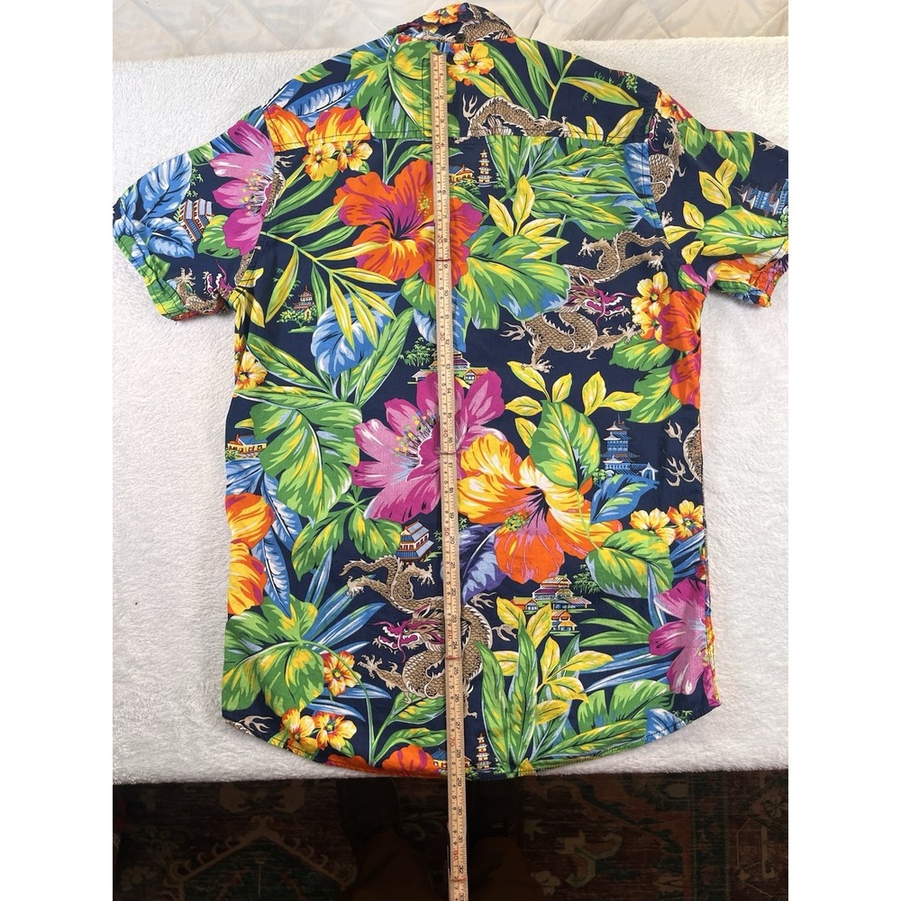 Broken Threads Hawaiian Shirt Mens Medium Dragon Floral Tropical Button Up - Picture 6 of 9